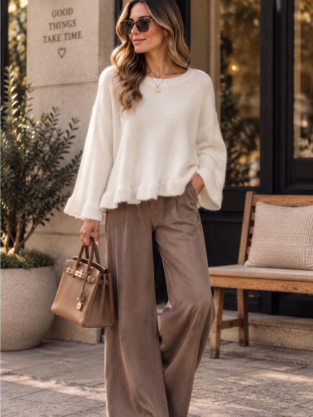 MADE IN ITALY 🇮🇹 Casual Ruffle-Hem Sweater -